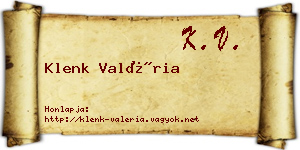 Klenk Valéria névjegykártya