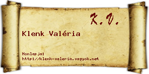 Klenk Valéria névjegykártya